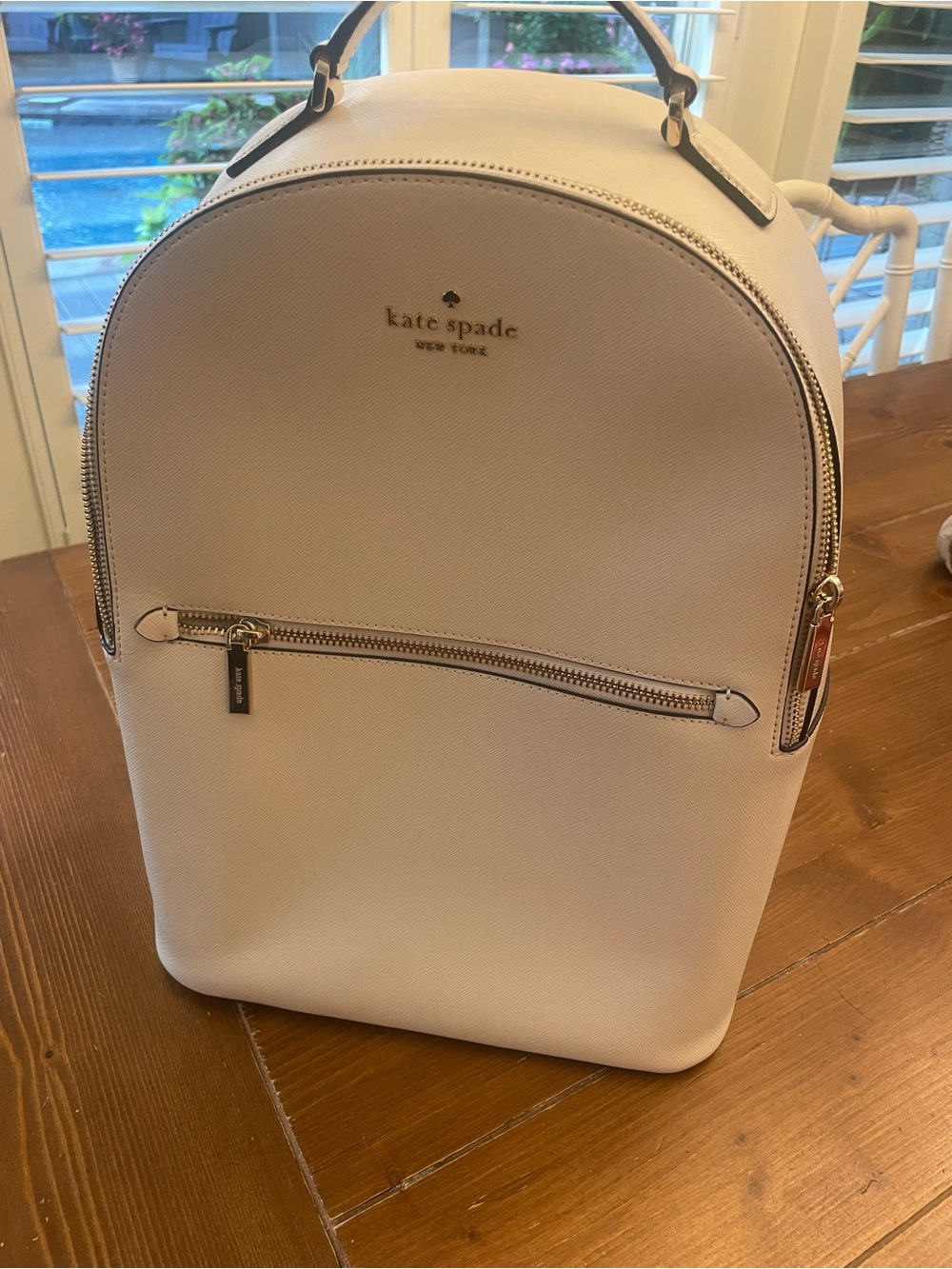kate spade Large White Saffiano Leather Dome Backpack